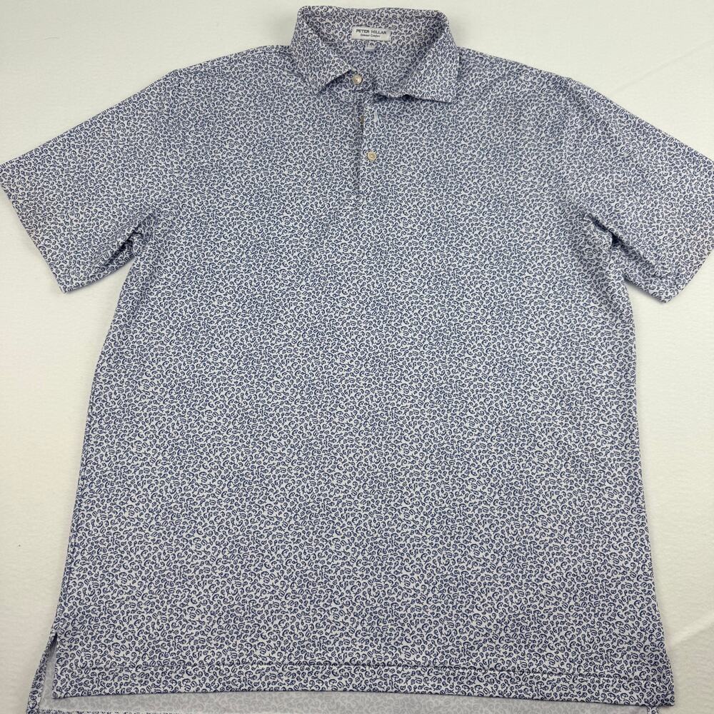 Peter Millar Summer Comfort Polo Mahi Mahi Fish Print Short Sleeve L